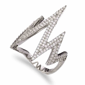 Zircon Stone Zigzag Shape Ring Turkish Handmade Wholesale 925 Sterling Silver Jewelry